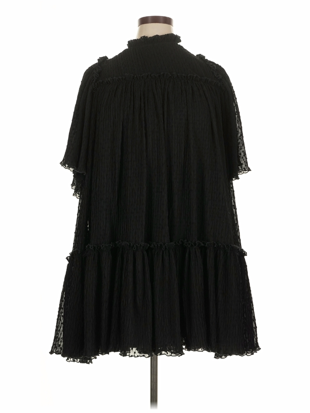 Olivia Rohde Short Black Ruffled Mini Dress with High Neck 14